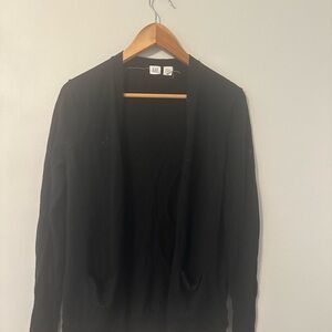 GAP Long Black V Neck Cardigan Sweater